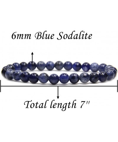 Natural Gemstone 6mm Round Beads Stretch Bracelet 7 Inch Blue Sodalite $7.97 Bracelets