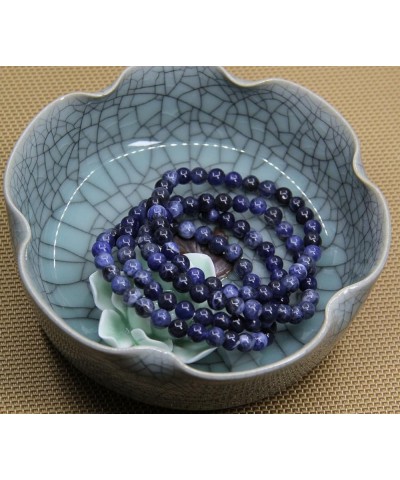 Natural Gemstone 6mm Round Beads Stretch Bracelet 7 Inch Blue Sodalite $7.97 Bracelets