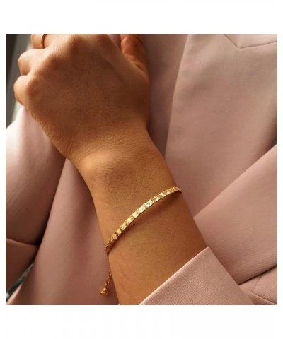 Gold Bracelet for Women 18K Gold Plated Dainty Adjustable Figaro/Cuban/Snake/Rope/Bead Link Chain Simple Jewelry for Girls 4M...