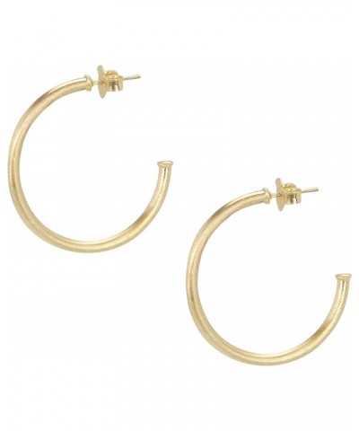 Everybody's Favorite Petite 1.5 Inch Tubular Lightweight Hoop Earrings in Brushed Champagne. 18k Gold and 18k Rose Gold Metal...