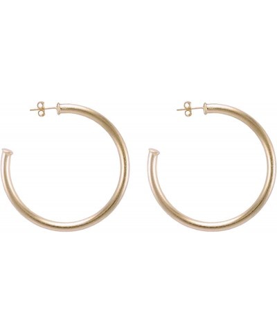 Everybody's Favorite Petite 1.5 Inch Tubular Lightweight Hoop Earrings in Brushed Champagne. 18k Gold and 18k Rose Gold Metal...