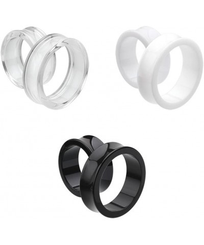 1 PAIR (2pcs) ACRYLIC TUNNELS Double Flare Gauges Solid Saddle Thin Ear Flesh Plugs 1037 Clear $7.48 Body Jewelry