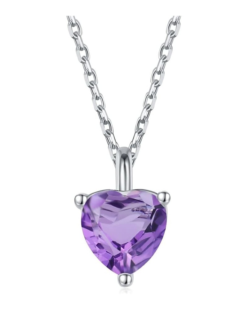 Jewelry Amethyst Necklace - 925 Sterling Silver 1.47 CT Heart Necklace March Birthstone Necklace Pendant Birthday Anniversary...