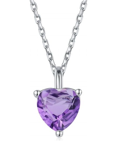 Jewelry Amethyst Necklace - 925 Sterling Silver 1.47 CT Heart Necklace March Birthstone Necklace Pendant Birthday Anniversary...