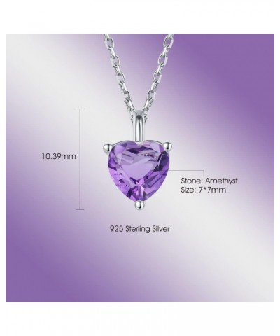 Jewelry Amethyst Necklace - 925 Sterling Silver 1.47 CT Heart Necklace March Birthstone Necklace Pendant Birthday Anniversary...