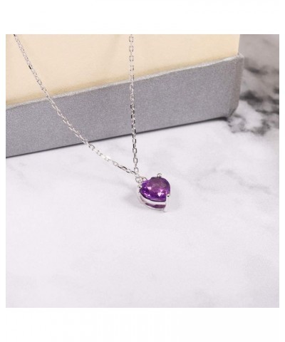 Jewelry Amethyst Necklace - 925 Sterling Silver 1.47 CT Heart Necklace March Birthstone Necklace Pendant Birthday Anniversary...