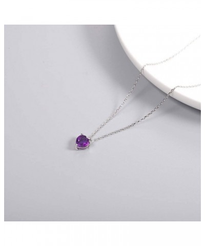 Jewelry Amethyst Necklace - 925 Sterling Silver 1.47 CT Heart Necklace March Birthstone Necklace Pendant Birthday Anniversary...