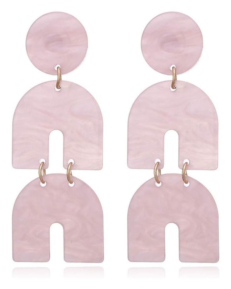 Horseshoe Acrylic Dangle Earrings Statement Acetic Acid Beach Earrings for Women D:Pink $7.69 Earrings