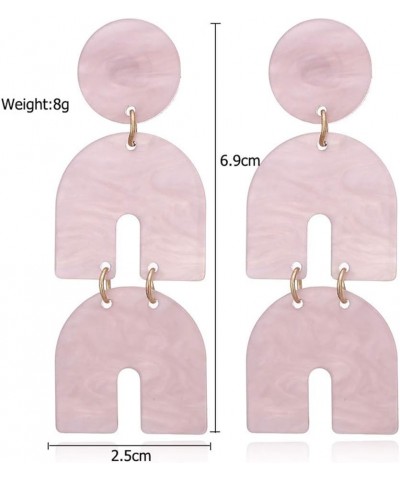 Horseshoe Acrylic Dangle Earrings Statement Acetic Acid Beach Earrings for Women D:Pink $7.69 Earrings