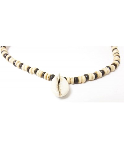 Cowrie Puka Sea Shell Necklace with Natural Bone Beads - Unisex 1 Pc $8.84 Necklaces