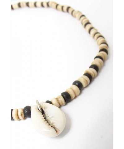 Cowrie Puka Sea Shell Necklace with Natural Bone Beads - Unisex 1 Pc $8.84 Necklaces