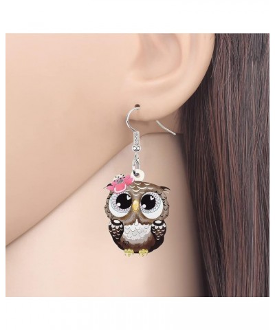 Acrylic Cartoon Owl Earrings Sweet Bird Drop Dangle Fashion Jewelry For Women Girls Charms Gift Brown $6.59 Earrings