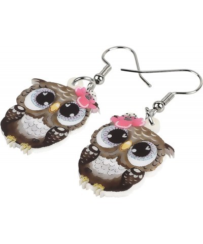 Acrylic Cartoon Owl Earrings Sweet Bird Drop Dangle Fashion Jewelry For Women Girls Charms Gift Brown $6.59 Earrings