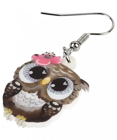 Acrylic Cartoon Owl Earrings Sweet Bird Drop Dangle Fashion Jewelry For Women Girls Charms Gift Brown $6.59 Earrings