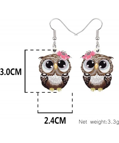 Acrylic Cartoon Owl Earrings Sweet Bird Drop Dangle Fashion Jewelry For Women Girls Charms Gift Brown $6.59 Earrings