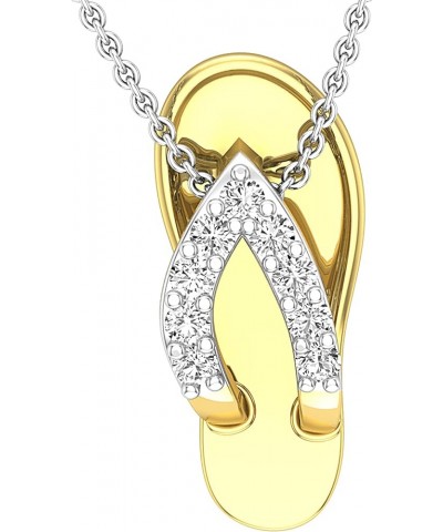 Round White Diamond Slipper Flip Flop Sandal Pendant Necklace for Women 1/6 CT (0.16 ctw, Color I-J), Available in 10K/14K/18...