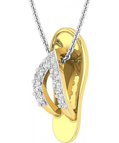 Round White Diamond Slipper Flip Flop Sandal Pendant Necklace for Women 1/6 CT (0.16 ctw, Color I-J), Available in 10K/14K/18...