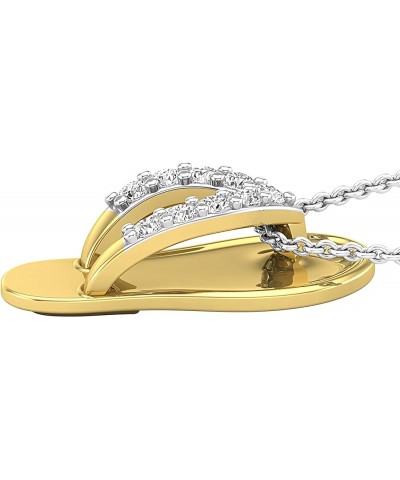 Round White Diamond Slipper Flip Flop Sandal Pendant Necklace for Women 1/6 CT (0.16 ctw, Color I-J), Available in 10K/14K/18...