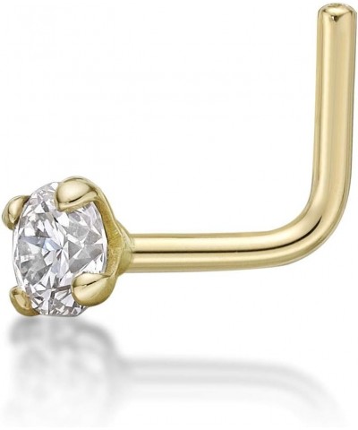 0.01 to 0.07 Carat Lab Grown Diamond L-Shaped Nose Ring in 14k White or Yellow Gold (D-E, VVS1-VVS2 to I2-I3, cttw) 20 Gauge ...