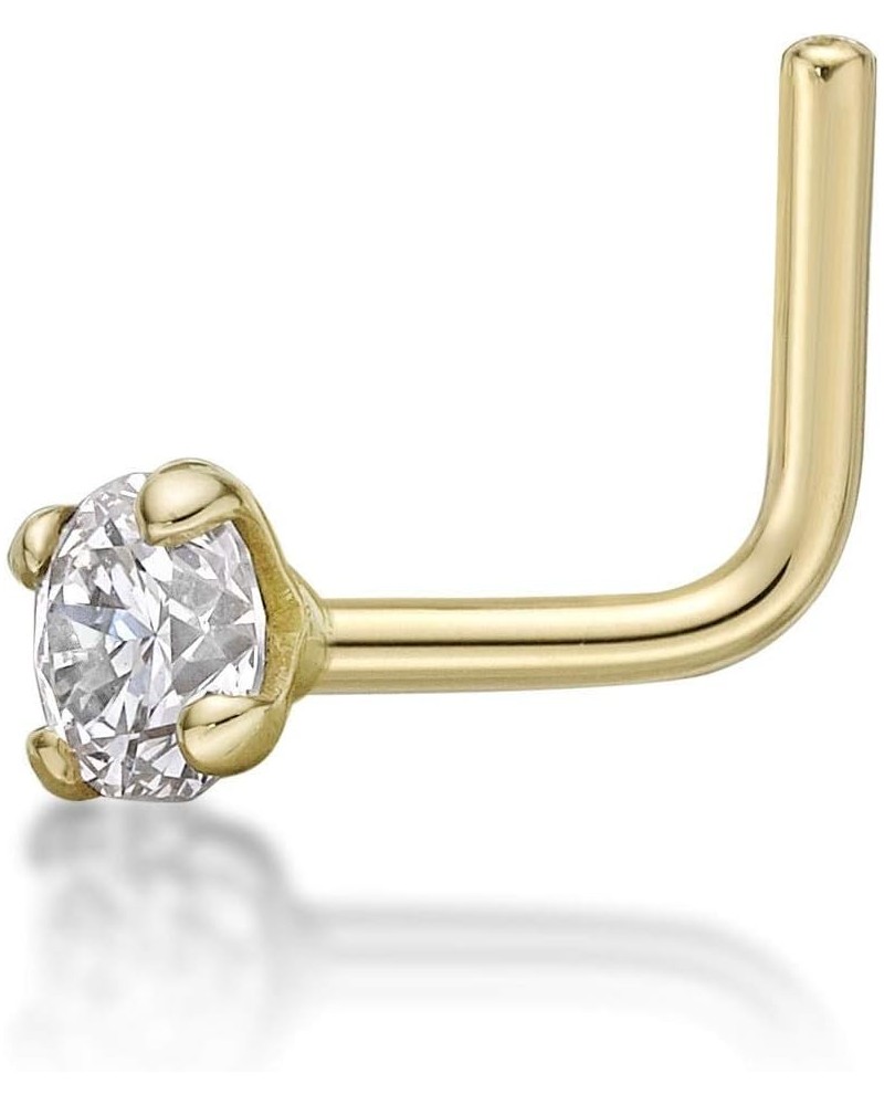 0.01 to 0.07 Carat Lab Grown Diamond L-Shaped Nose Ring in 14k White or Yellow Gold (D-E, VVS1-VVS2 to I2-I3, cttw) 20 Gauge ...