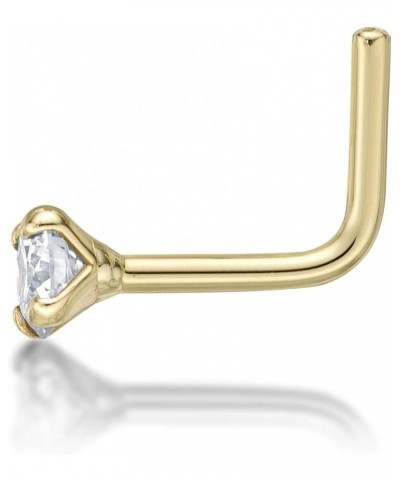 0.01 to 0.07 Carat Lab Grown Diamond L-Shaped Nose Ring in 14k White or Yellow Gold (D-E, VVS1-VVS2 to I2-I3, cttw) 20 Gauge ...