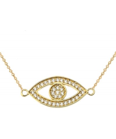 14k Gold Sideways Evil Eye Diamond Pendant Necklace Yellow Gold 16.0 Inches $125.99 Necklaces