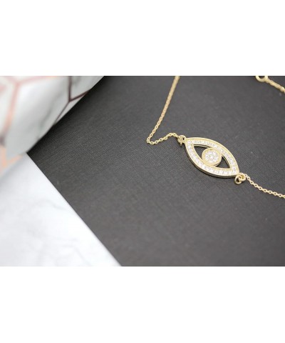 14k Gold Sideways Evil Eye Diamond Pendant Necklace Yellow Gold 16.0 Inches $125.99 Necklaces