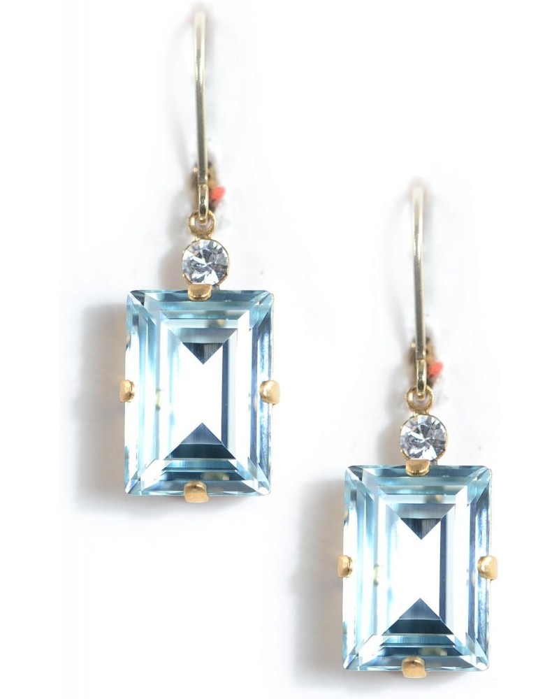 Elegant Light Azure Swarovski Crystal accented Rectangle GoldTone dangle earrings E487 GoldTone - Light Azure $24.99 Earrings