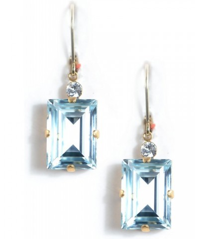 Elegant Light Azure Swarovski Crystal accented Rectangle GoldTone dangle earrings E487 GoldTone - Light Azure $24.99 Earrings