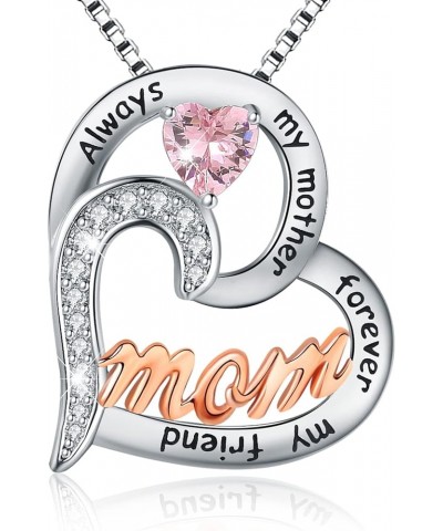 Mom Necklace S925 Sterling Silver Always My Mother Forever My Friend Love Heart Butterfly Pendant Necklaces Jewelry Gifts for...