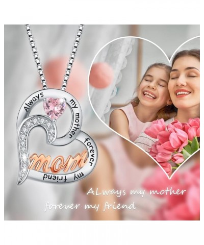 Mom Necklace S925 Sterling Silver Always My Mother Forever My Friend Love Heart Butterfly Pendant Necklaces Jewelry Gifts for...