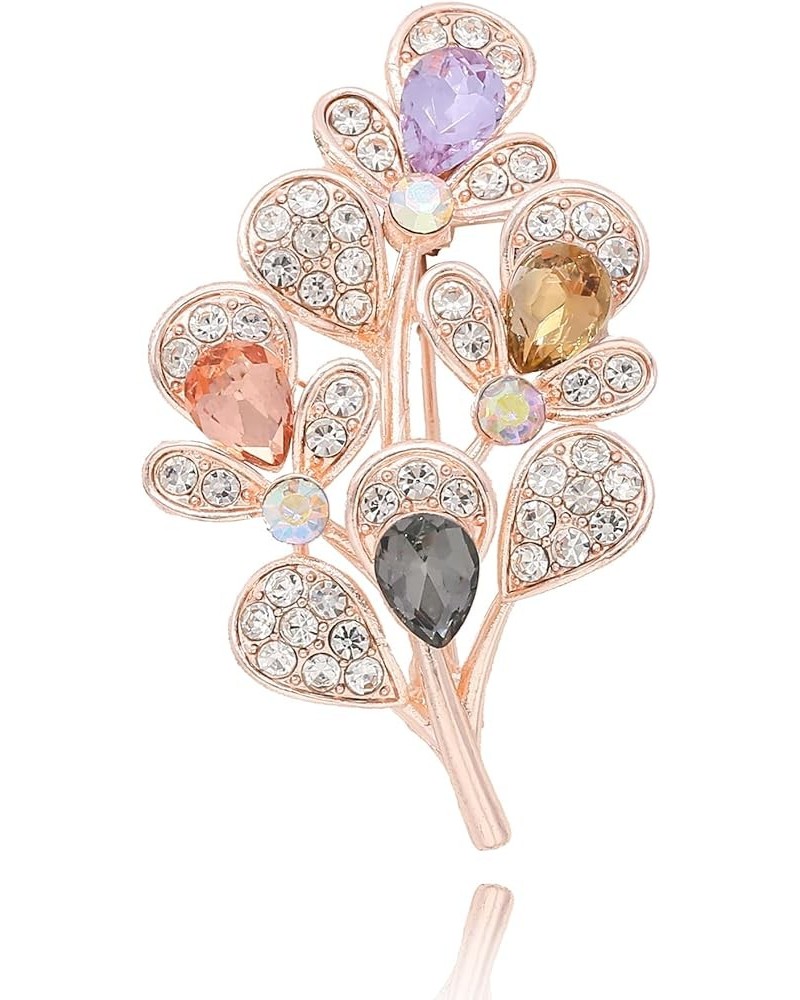 Rhinestone Leaf Brooch for Women Crystal Flower Leaf Brooches Pin Wedding Jewelry Gifts Colorful $8.09 Brooches & Pins