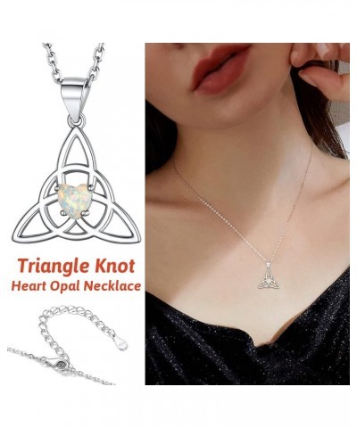 Celtic Knot Pendant Necklace Sterling Silver Irish Jewelry for Women Men Heart/Triangle Vintage/Cross Pendant Necklaces with ...