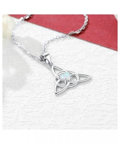 Celtic Knot Pendant Necklace Sterling Silver Irish Jewelry for Women Men Heart/Triangle Vintage/Cross Pendant Necklaces with ...