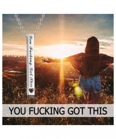 925 Sterling Silver Vertical Bar Necklace Engraved Message Inspirational Jewelry Gifts for Women You Funcking Got This $17.02...