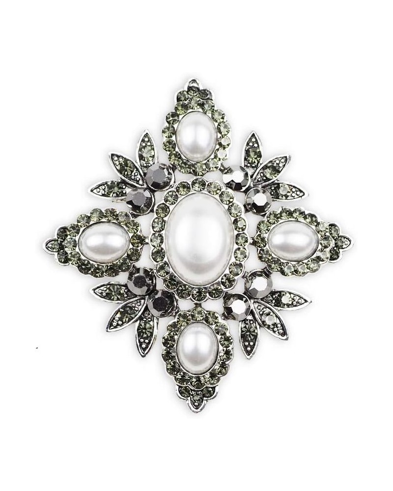 Women's Brooch Pins Pendants 2 in 1—Rococo Vintage Noble Wedding Brooch with Rhinestone Silver $10.24 Brooches & Pins