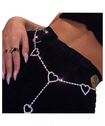 Rhinestone Body Chains Belt Crystal Waist Chains Heart Pendant Summer Beach Waist Body Jewelry Festival Belt Belly Jewelry fo...