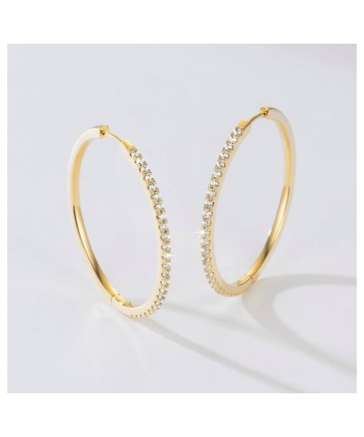 14K Gold Hoop Earrings for Women Gold Earrings Large Diamond Hoop Earrings Women's Hoop Earrings with Entrusted Cubic Zirconi...