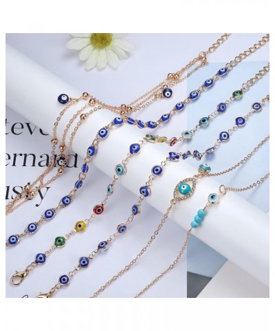 6Pcs 14K Gold Plated Anklet Bracelets for Women Dainty Layered Evil Eye Anklet Beach Jewelry Gifts $9.71 Anklets