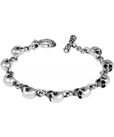 Unisex .925 Sterling Silver Signature Bracelet Collection- Choice of Style and Size 7.5 Inches Skull Link Toggle Clasp Bracel...