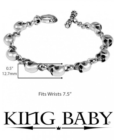 Unisex .925 Sterling Silver Signature Bracelet Collection- Choice of Style and Size 7.5 Inches Skull Link Toggle Clasp Bracel...