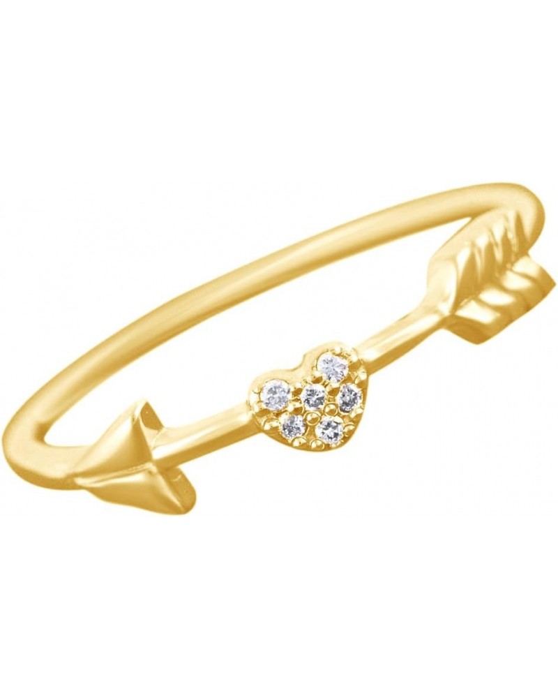 White Natural Diamond Heart and Arrow Petite Ring In 14k Solid White Gold (0.03Ct) Yellow Gold $140.85 Rings