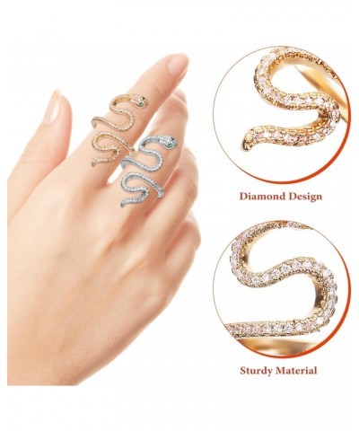 2 Pcs Snake Ring Men Women Gothic Jewelry Retro Animal Fashion Personality Stainless Steel Ring Snake Ring for Men Women Open...