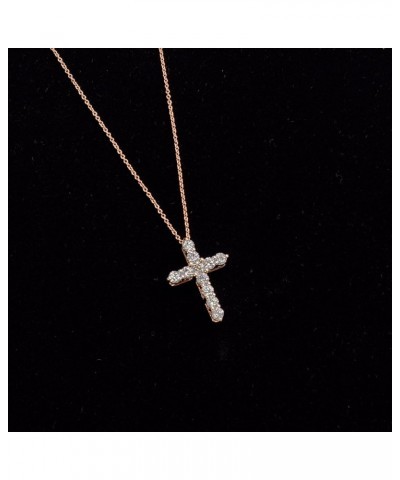 1/2-1 Carat Lab Grown Round Cut Diamond Simple Dainty Religious Cross Pendant 925 Sterling Silver/10K/14K Gold For Her (F-H, ...