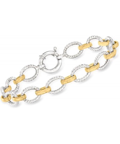 Two-Tone Sterling Silver Oval-Link Bracelet 7.0 Inches $51.70 Bracelets