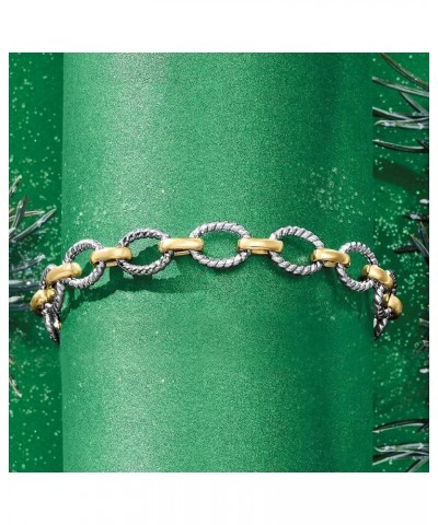 Two-Tone Sterling Silver Oval-Link Bracelet 7.0 Inches $51.70 Bracelets