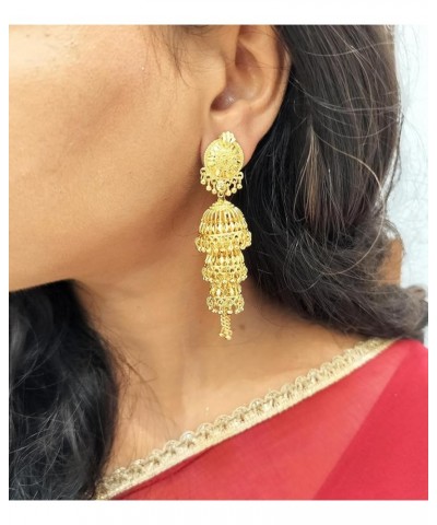 Indian Earrings for Women Indian Jewelry Traditional Gold Tone Big Chandbali Jhumka Jhumki Dangle Earrings for Women Style 4 ...