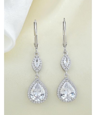 925 Sterling Silver Earrings, Teardrop Birthstones Dangle Earrings with Leverback for Women Jewelry Gifts 04-diamond-Apr $32....