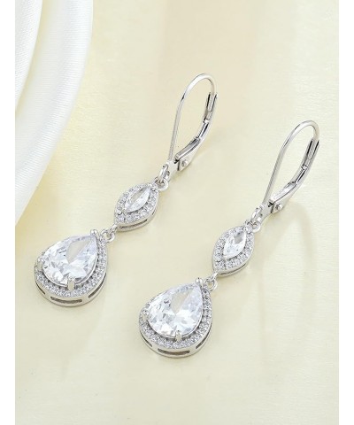 925 Sterling Silver Earrings, Teardrop Birthstones Dangle Earrings with Leverback for Women Jewelry Gifts 04-diamond-Apr $32....