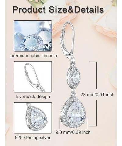 925 Sterling Silver Earrings, Teardrop Birthstones Dangle Earrings with Leverback for Women Jewelry Gifts 04-diamond-Apr $32....